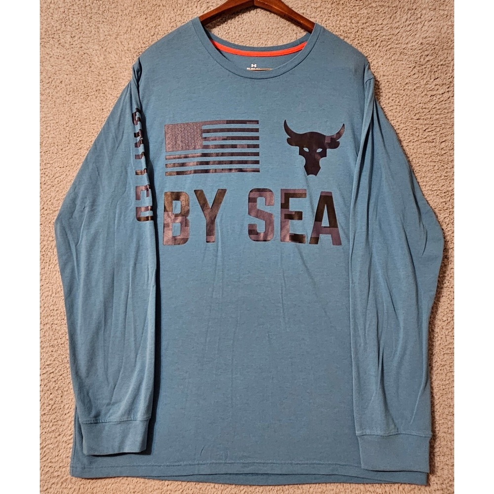 Under‎ Armour Shirt Mens Project Rock Freedom By Sea American Flag USA Blue XL